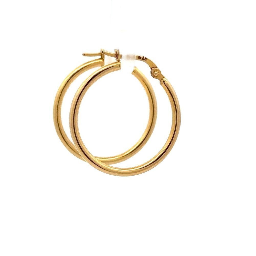 18K Gold Earrings Hoops Polished 1.48 grams - Picture 7 of 9